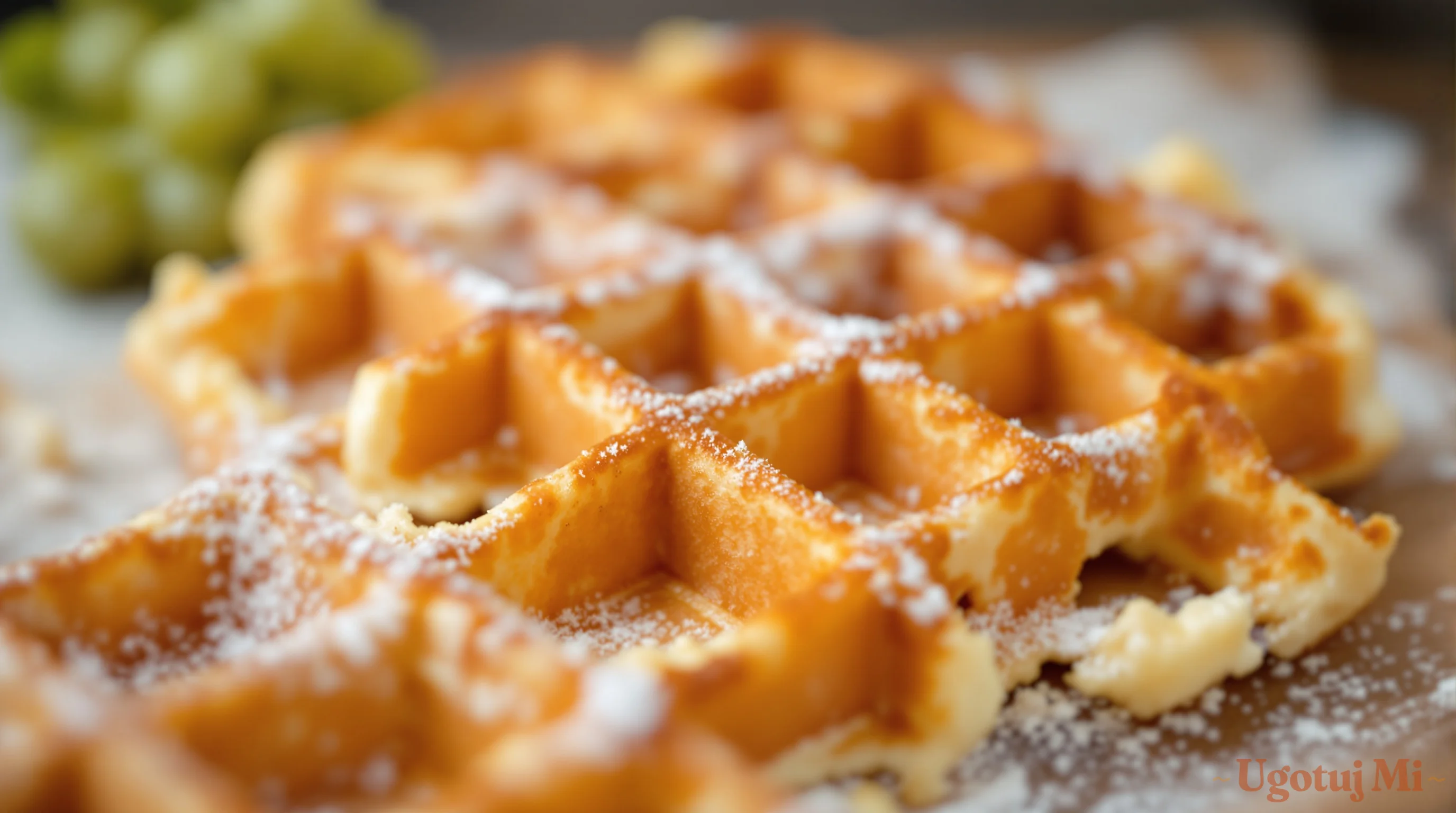 Zbliżenie na chrupiącą teksturę gofrów z głębokimi kieszonkami | ugotujmi.pl