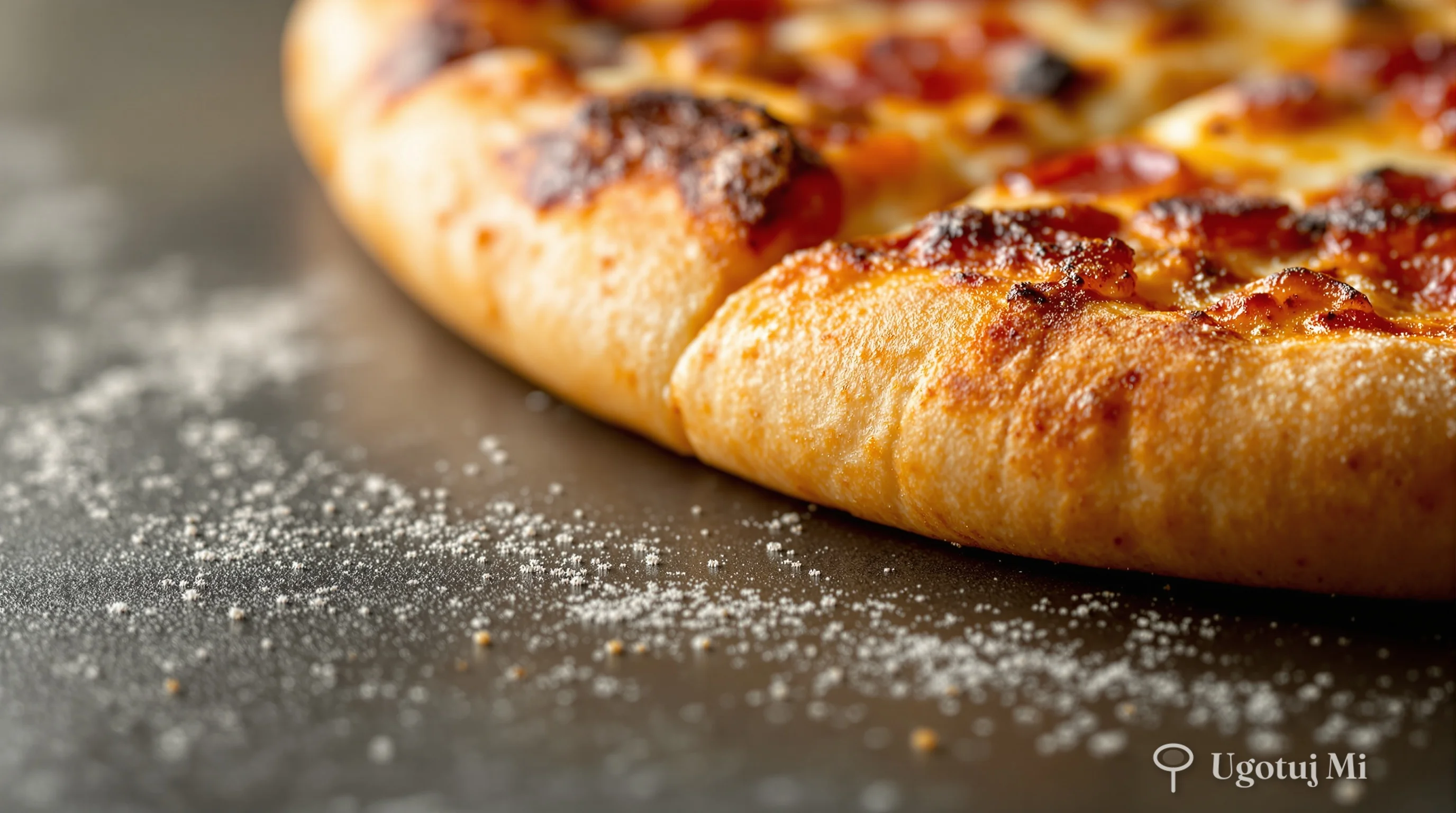 Zbliżenie na chrupiący brzeg upieczonej pizzy | ugotujmi.pl