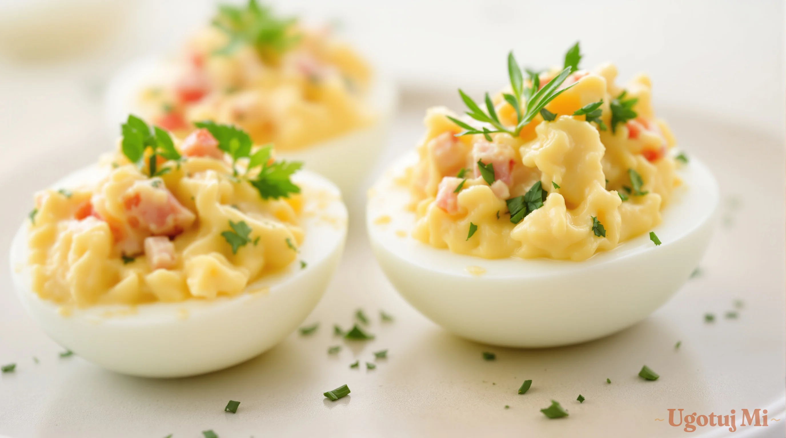 Zbliżenie na kremową teksturę farszu z tuńczyka i ziołami | ugotujmi.pl