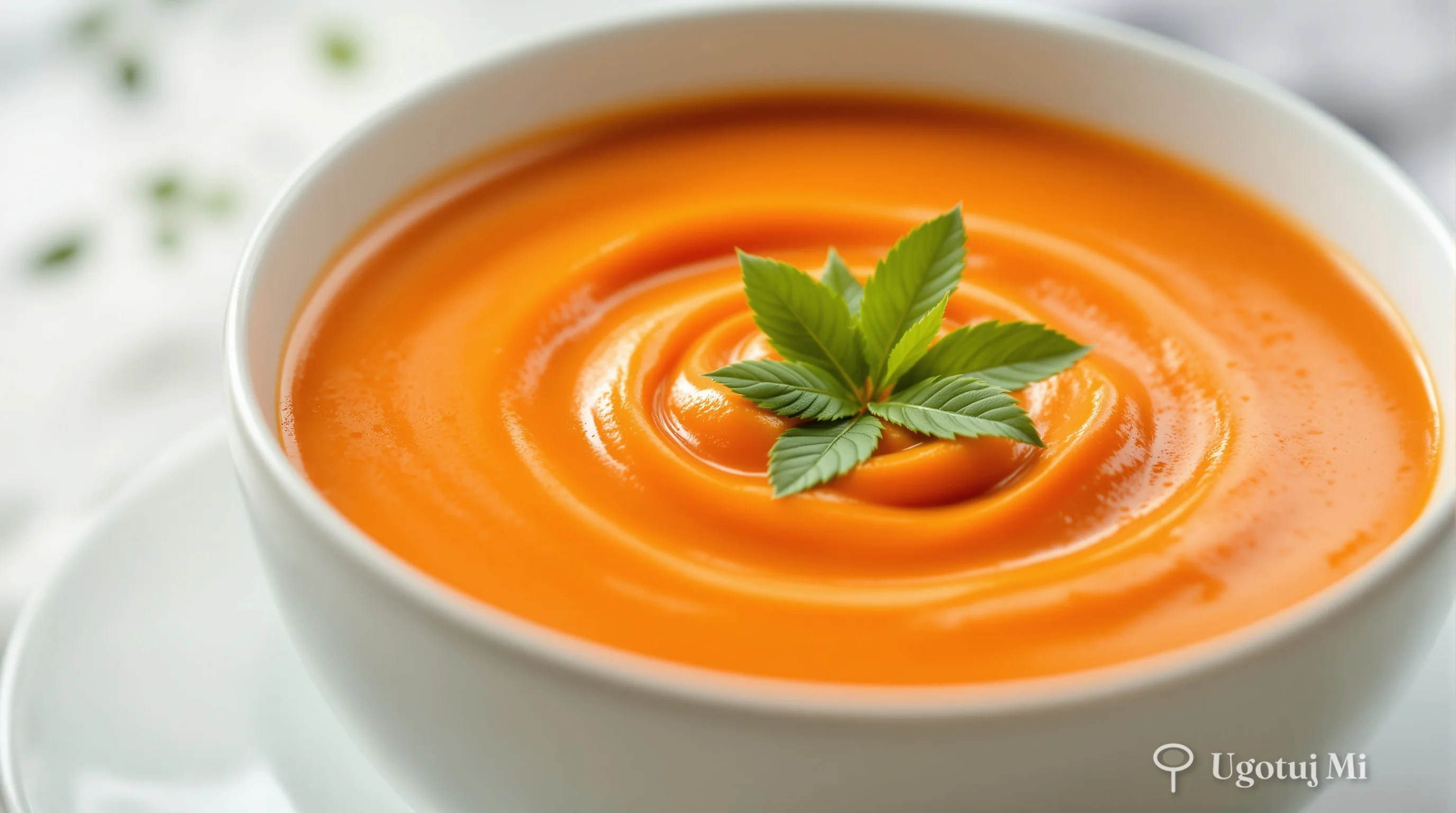 Zbliżenie na gładką konsystencję kremu pomidorowego | ugotujmi.pl