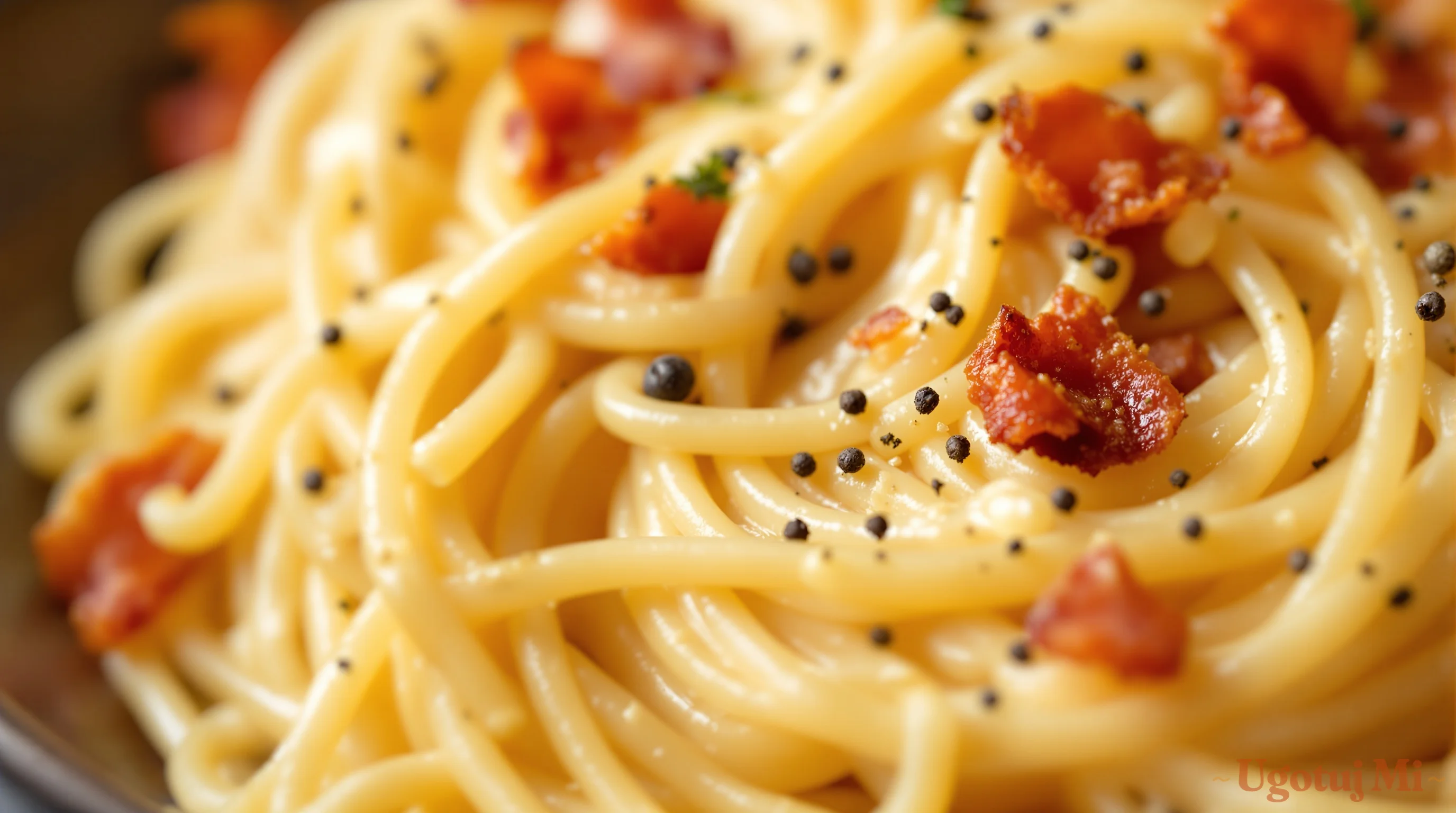 Makaron carbonara - szybka kolacja w 15 minut - podanie | ugotujmi.pl