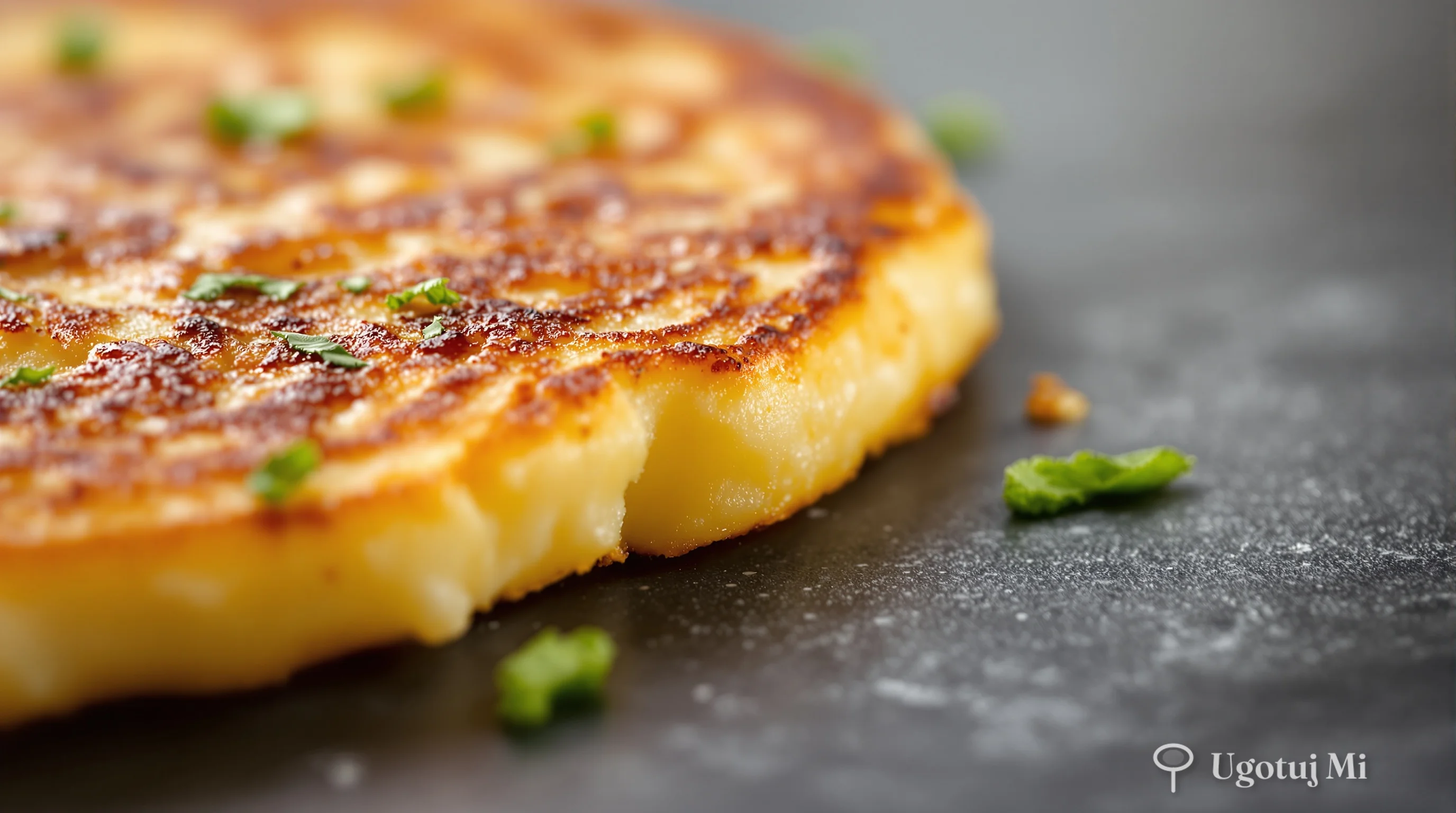 Zbliżenie na chrupiący brzeg świeżo usmażonego placka | ugotujmi.pl