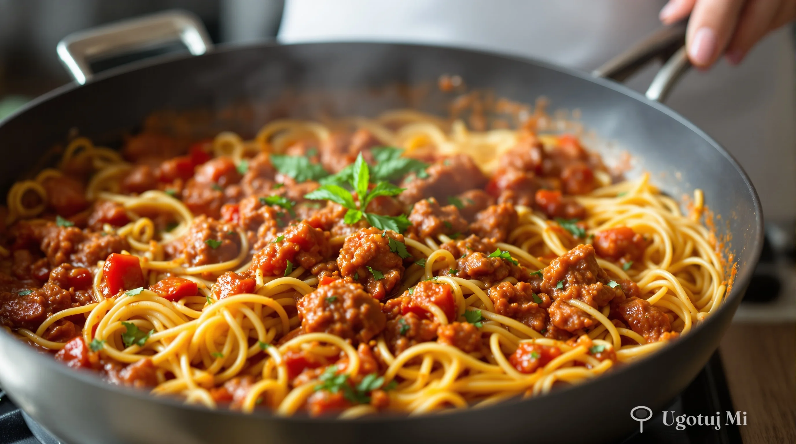 Sos Bolognese duszący się w patelni z warzywami | ugotujmi.pl