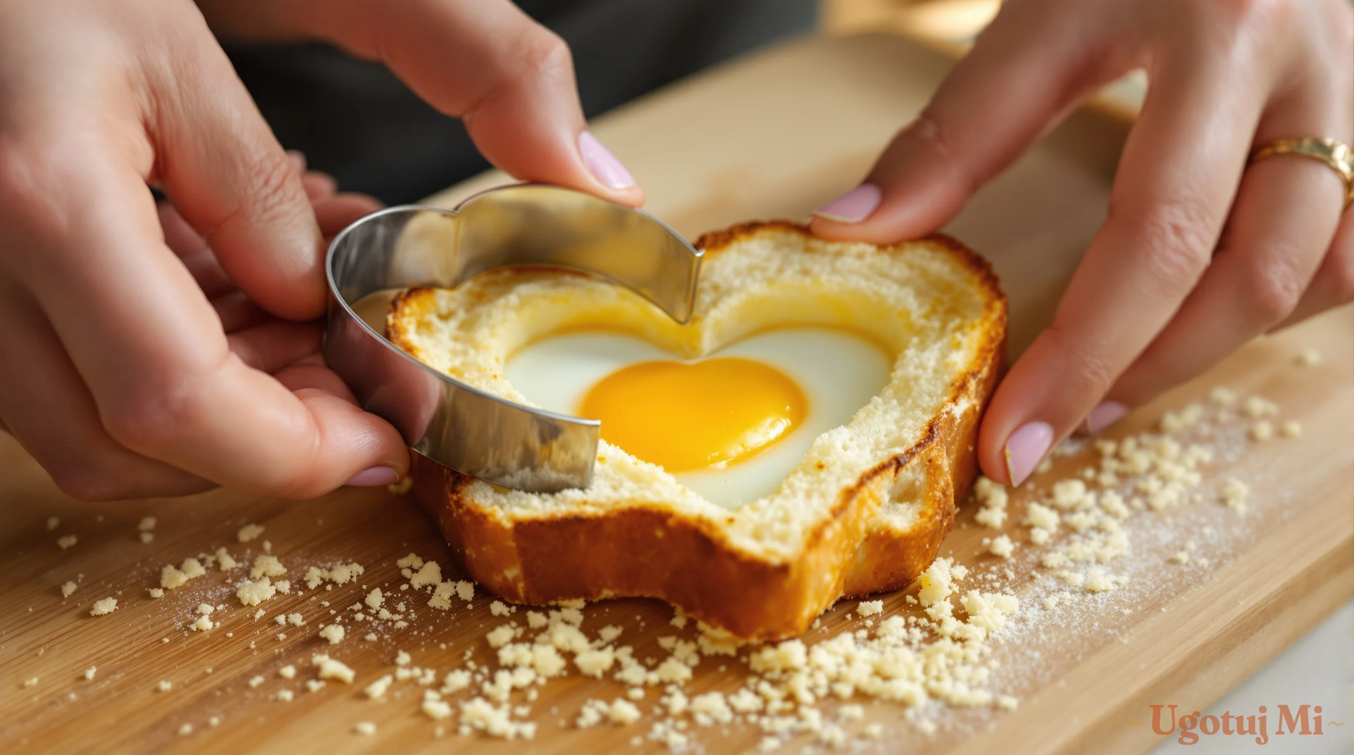 Wycinanie kształtu serca w chlebie tostowym | ugotujmi.pl
